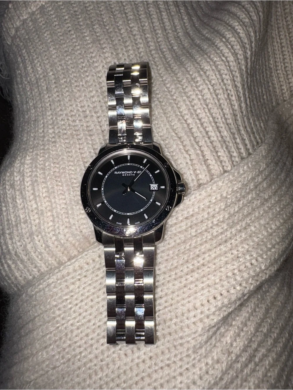 Raymond Weil Silver Steel Bracelet Black Dial Men's Watch